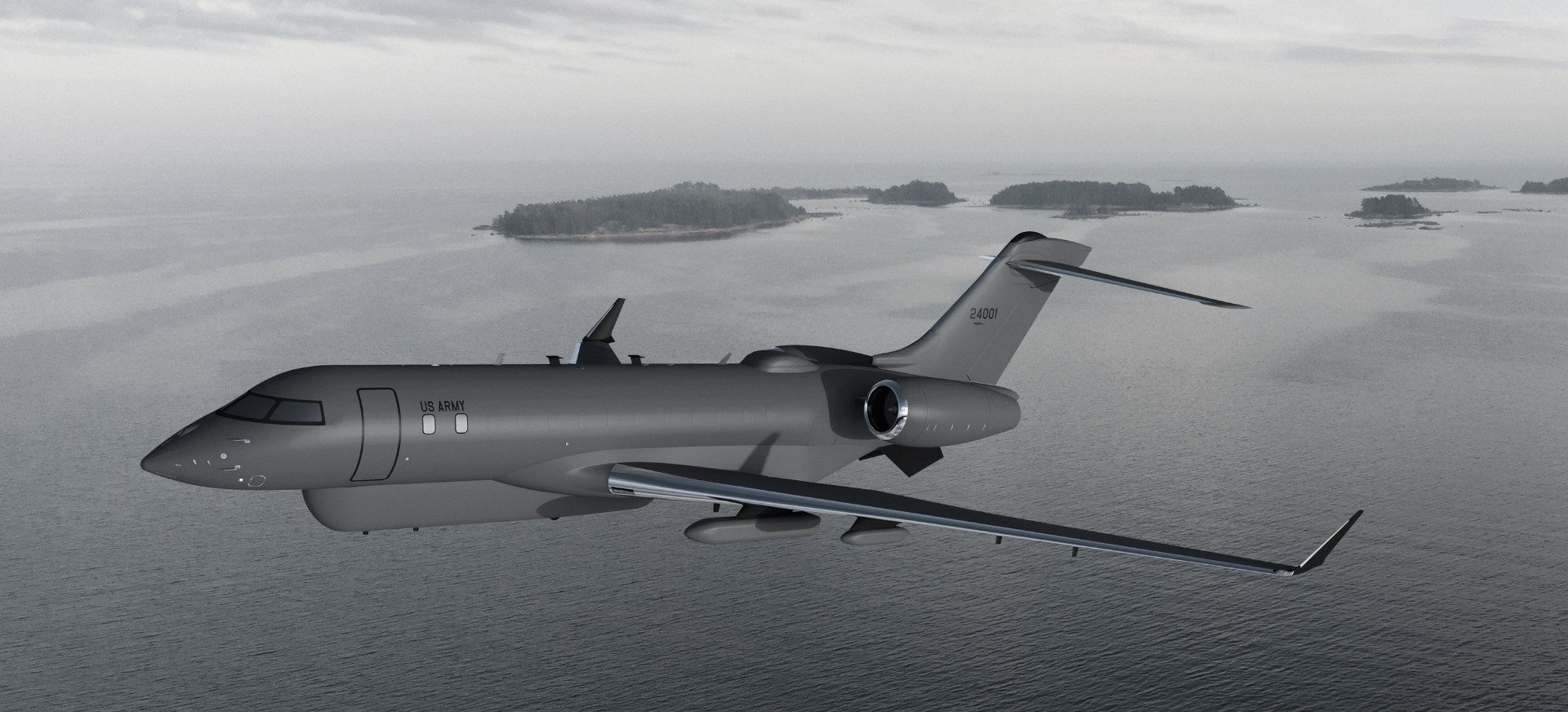 Bombardier Defense plane in Air